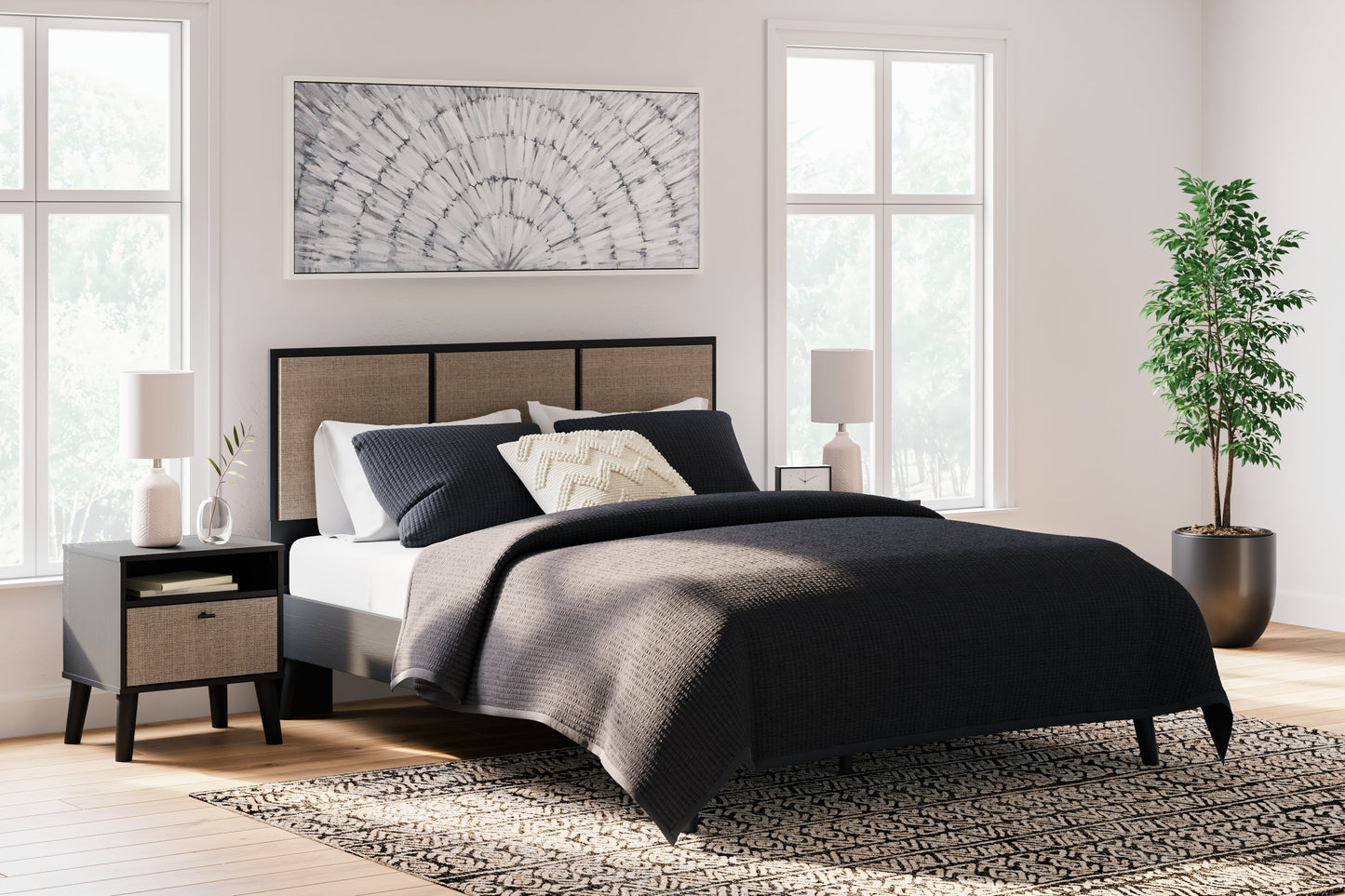 Charlang Two-tone Queen Panel Platform Bed