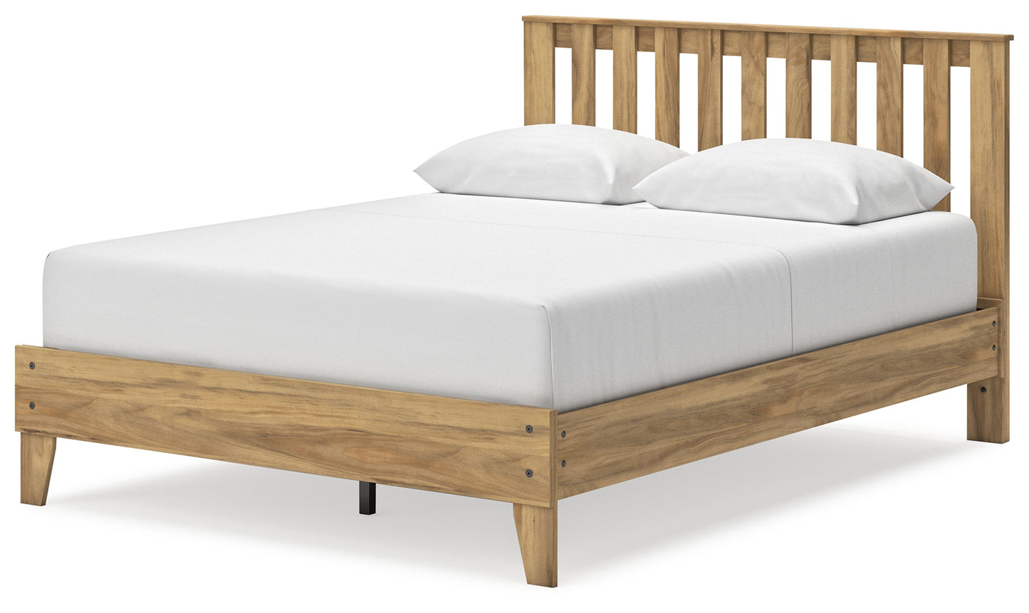 Bermacy Light Brown Queen Platform Panel Bed