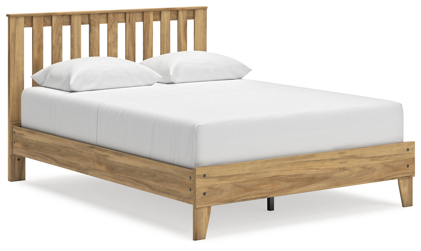 Bermacy Light Brown Queen Platform Panel Bed