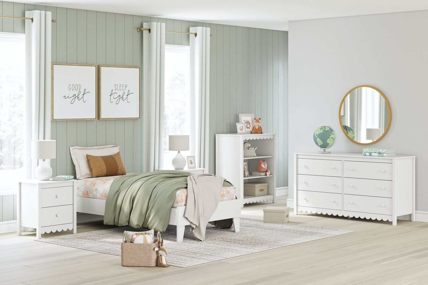 Hallityn White Twin Platform Bed