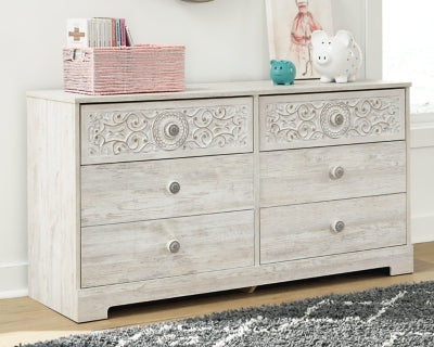 Paxberry Whitewash Six Drawer Dresser - Ornate Home