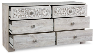 Paxberry Whitewash Six Drawer Dresser - Ornate Home