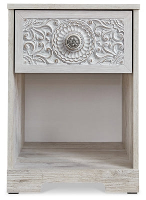 Paxberry Whitewash One Drawer Nightstand - Ornate Home