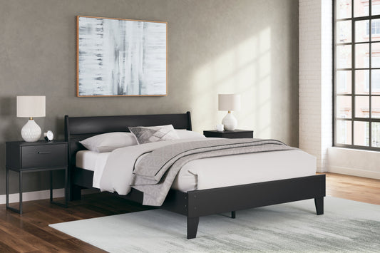 Socalle Black Queen Panel Platform Bed