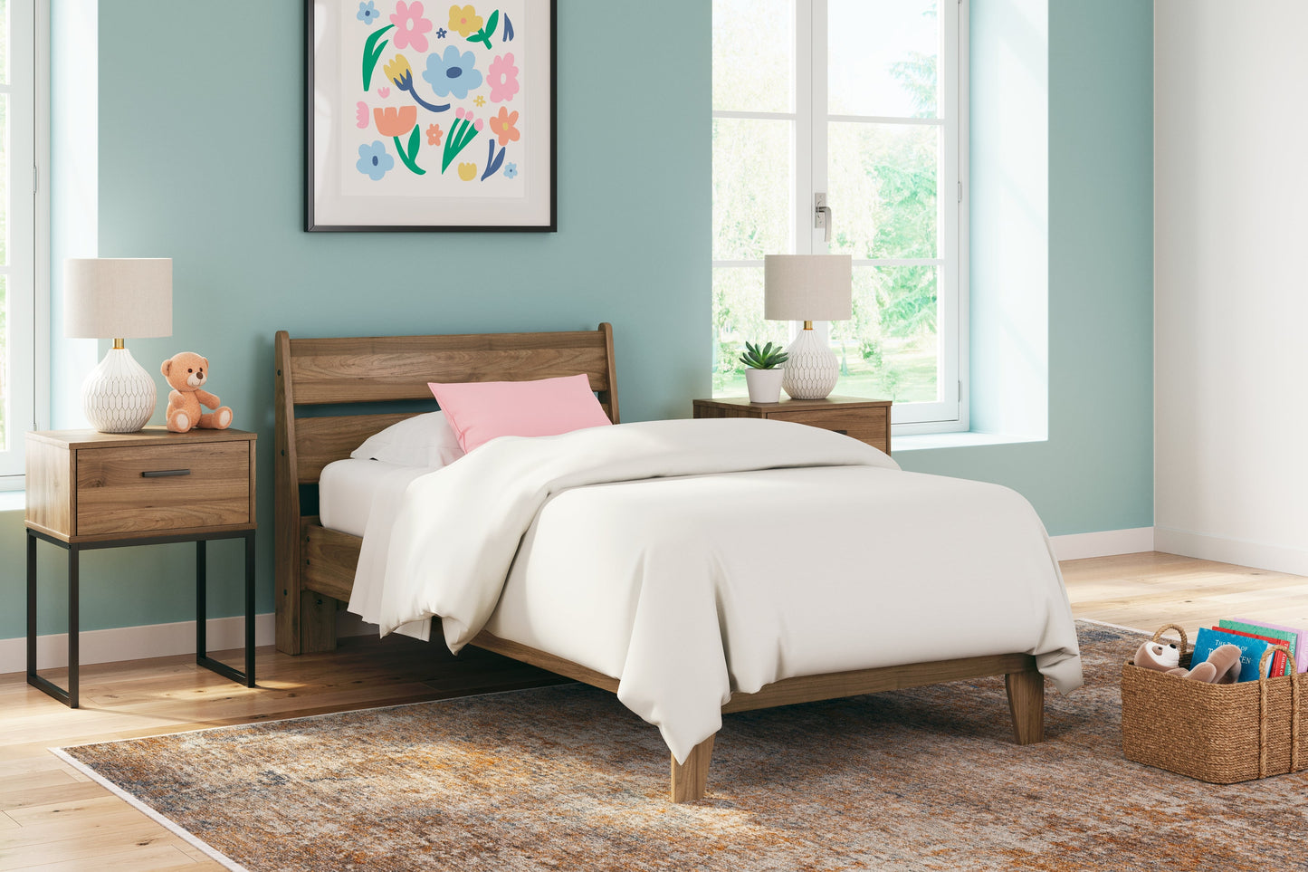 Deanlow Honey Twin Platform Panel Bed