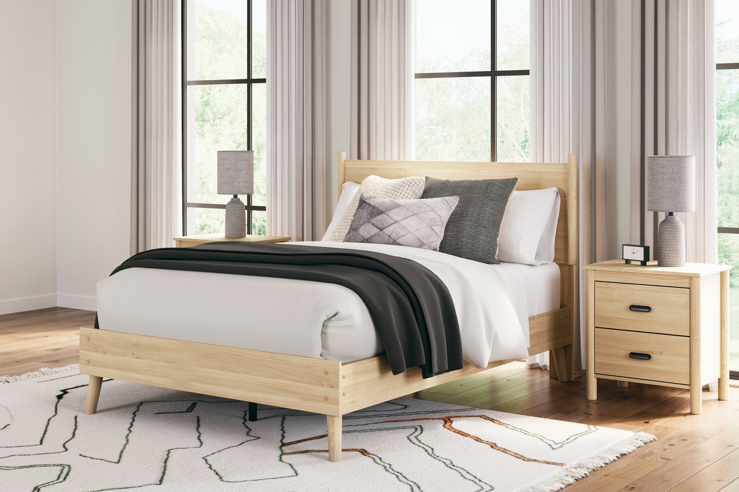 Cabinella Tan Full Platform Panel Bed