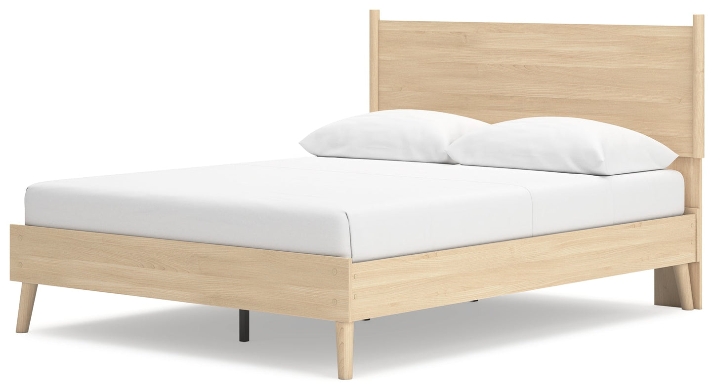 Cabinella Tan Queen Platform Panel Bed