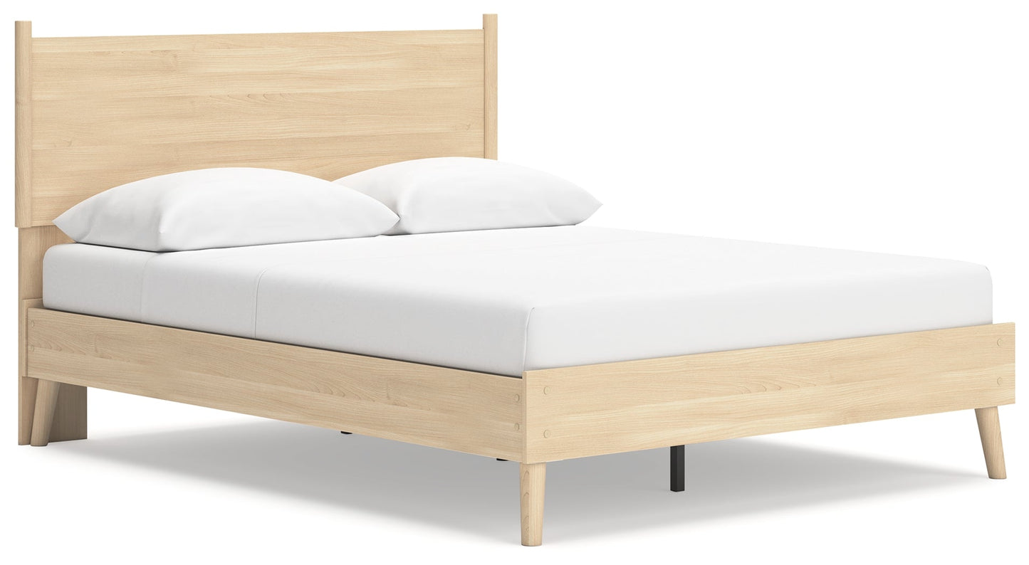 Cabinella Tan Queen Platform Panel Bed