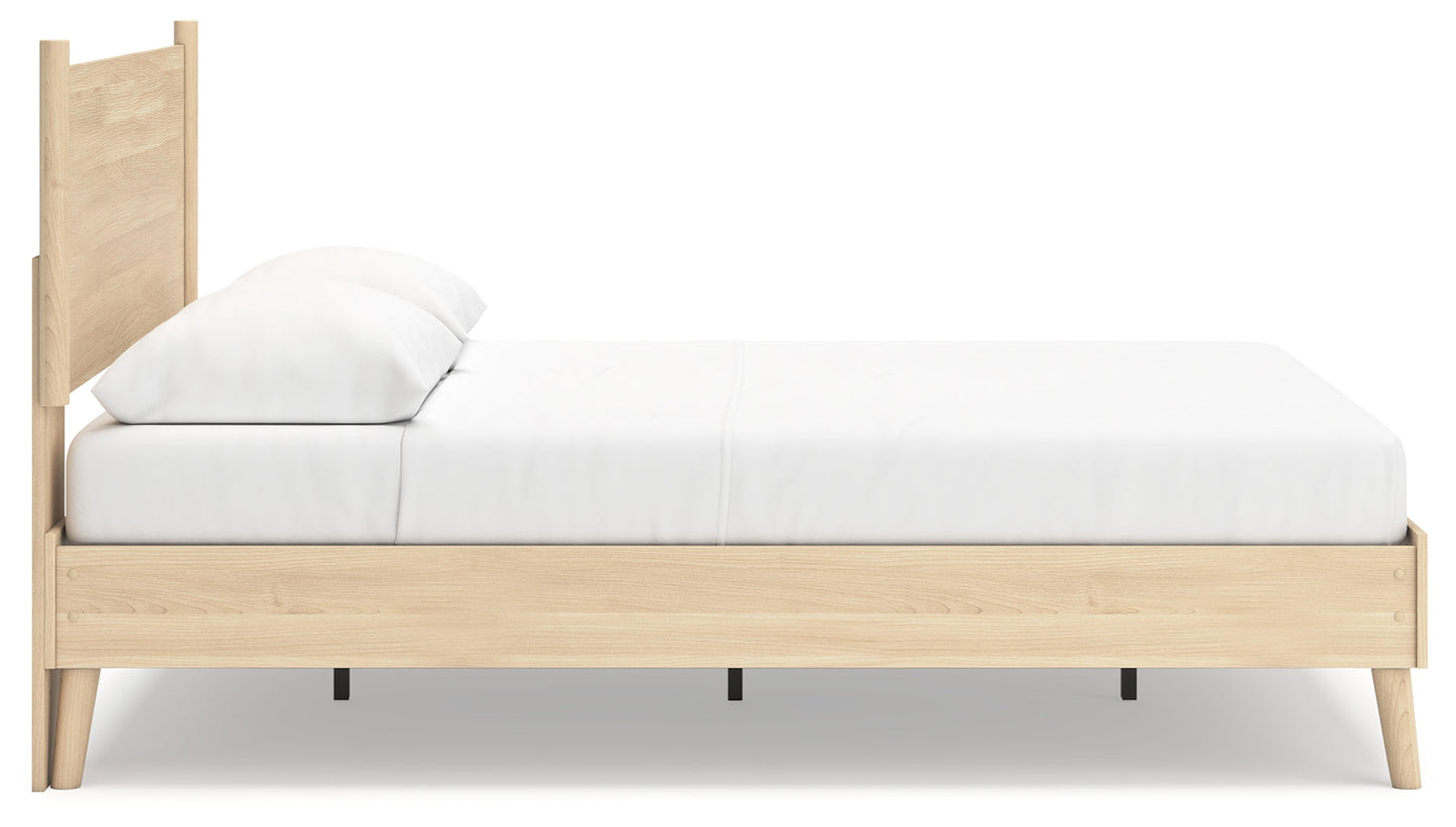 Cabinella Tan Queen Platform Panel Bed