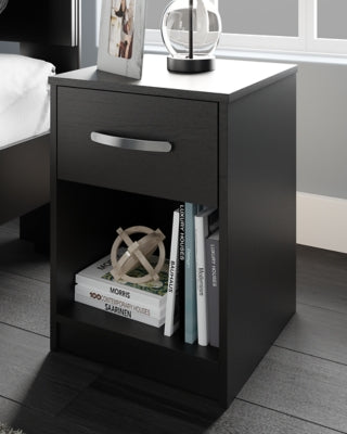 Finch Black One Drawer Nightstand - Ornate Home