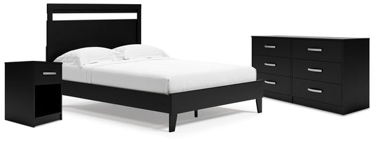 Finch Black Queen Panel Platform Bed with Dresser and Nightstand