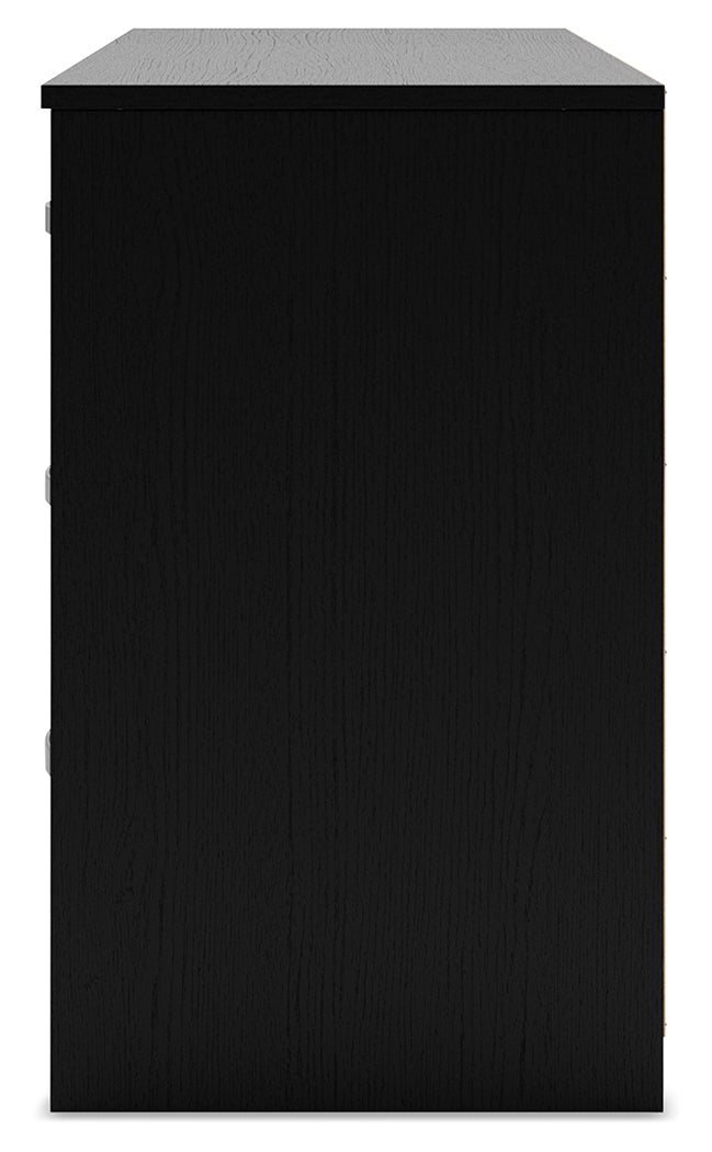 Finch Black Six Drawer Wide Dresser