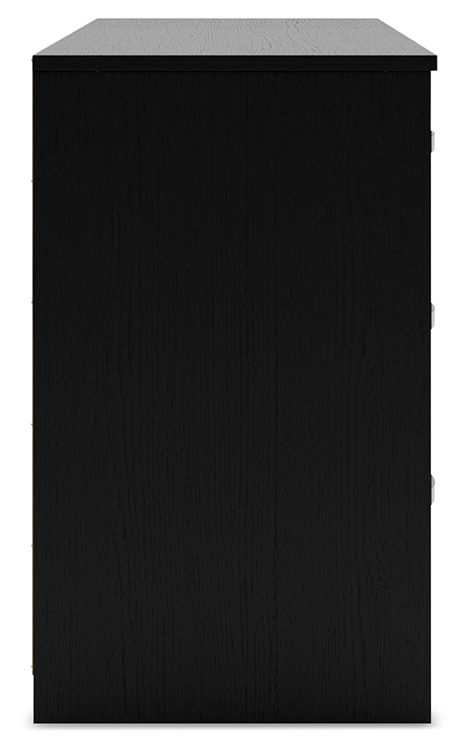 Finch Black Six Drawer Wide Dresser