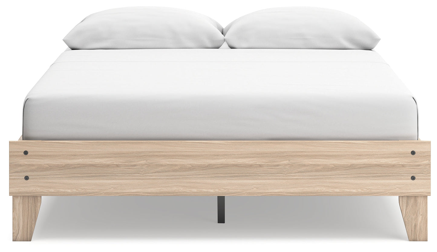 Battelle Tan Queen Platform Bed