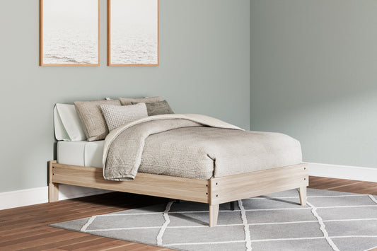 Battelle Tan Queen Platform Bed