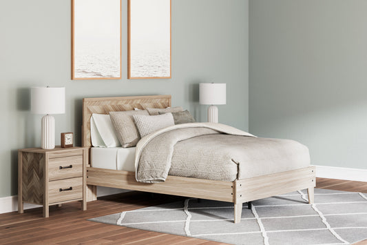 Battelle Tan Queen Panel Platform Bed