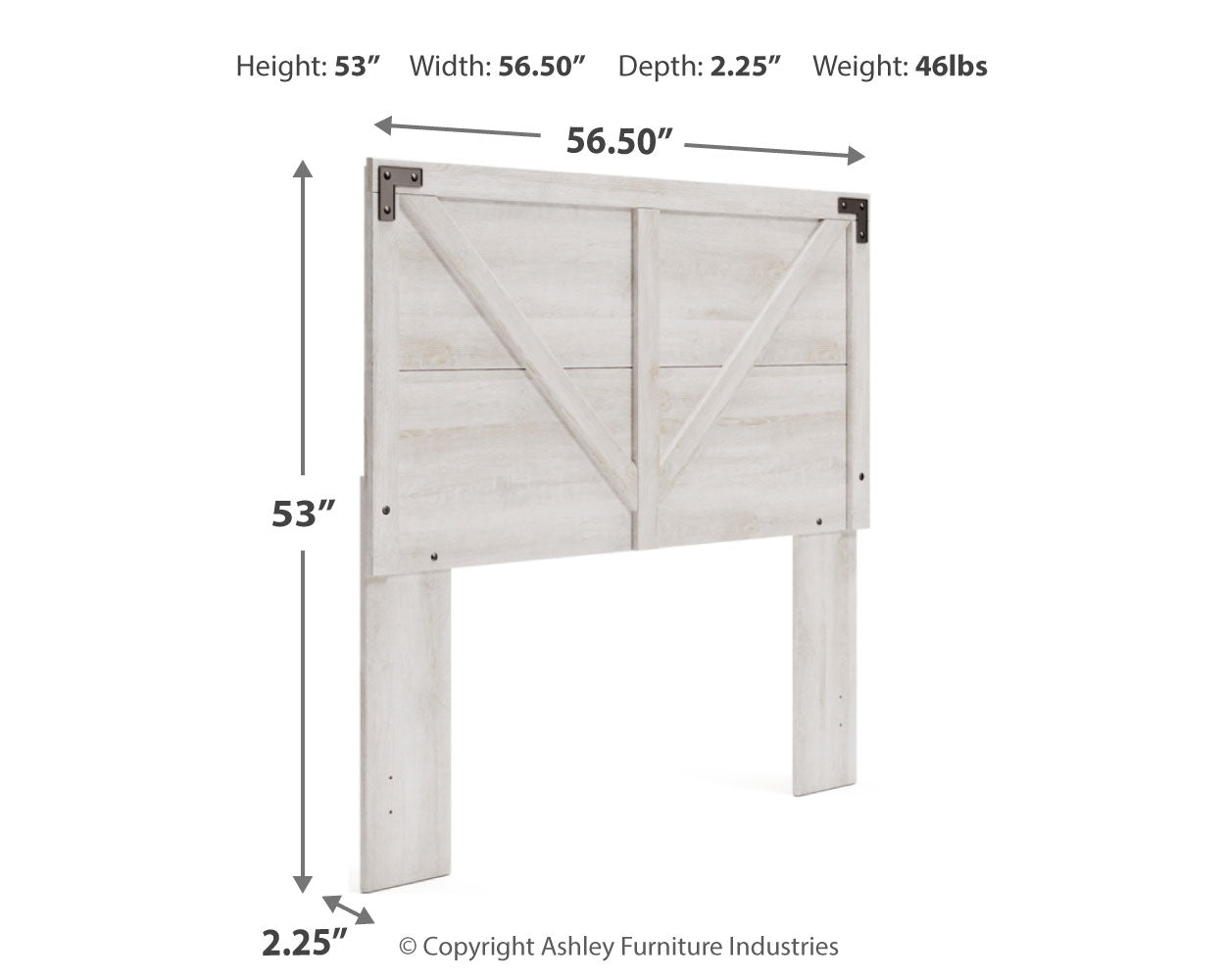 Shawburn Whitewash Full Crossbuck Panel Headboard