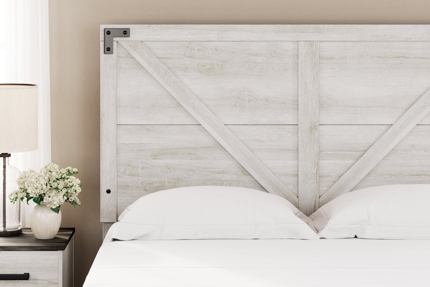 Shawburn Whitewash Queen Crossbuck Panel Headboard