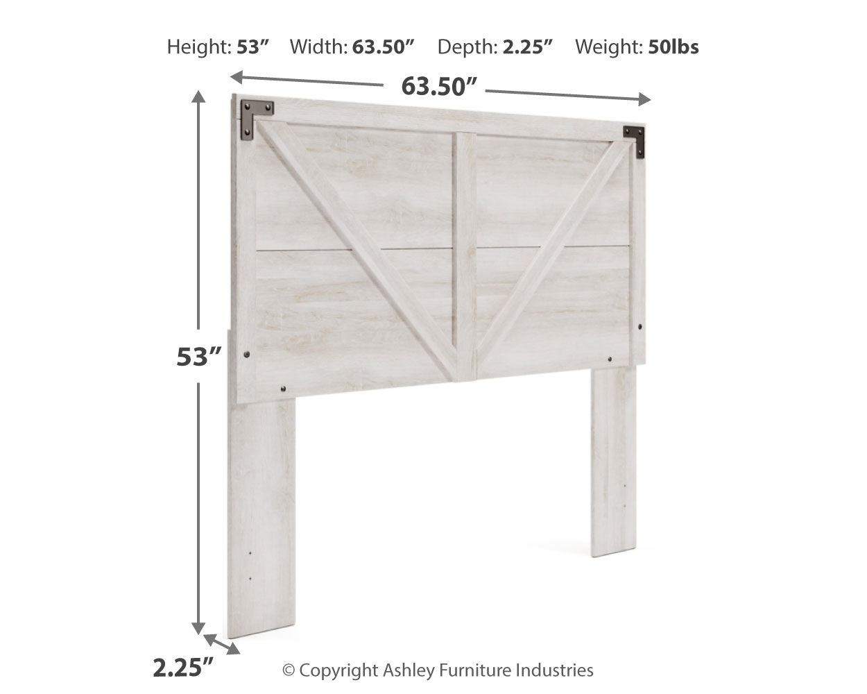 Shawburn Whitewash Queen Crossbuck Panel Headboard