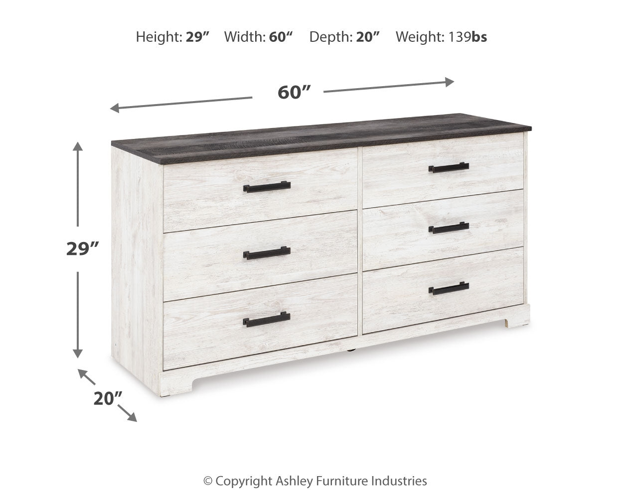 Shawburn Whitewash/Charcoal Gray Dresser