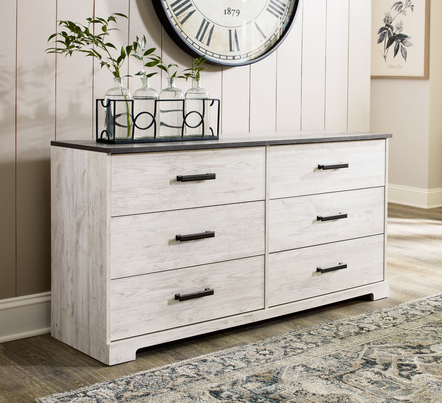 Shawburn Whitewash/Charcoal Gray Dresser