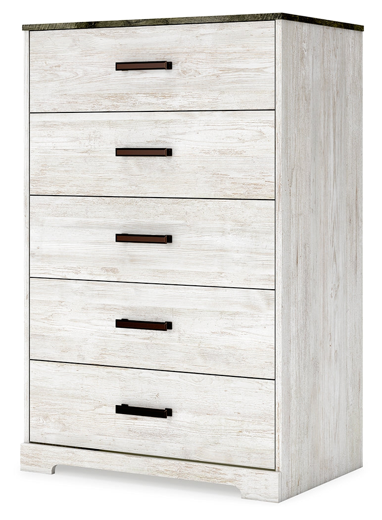 Shawburn Whitewash/Charcoal Gray Chest of Drawers