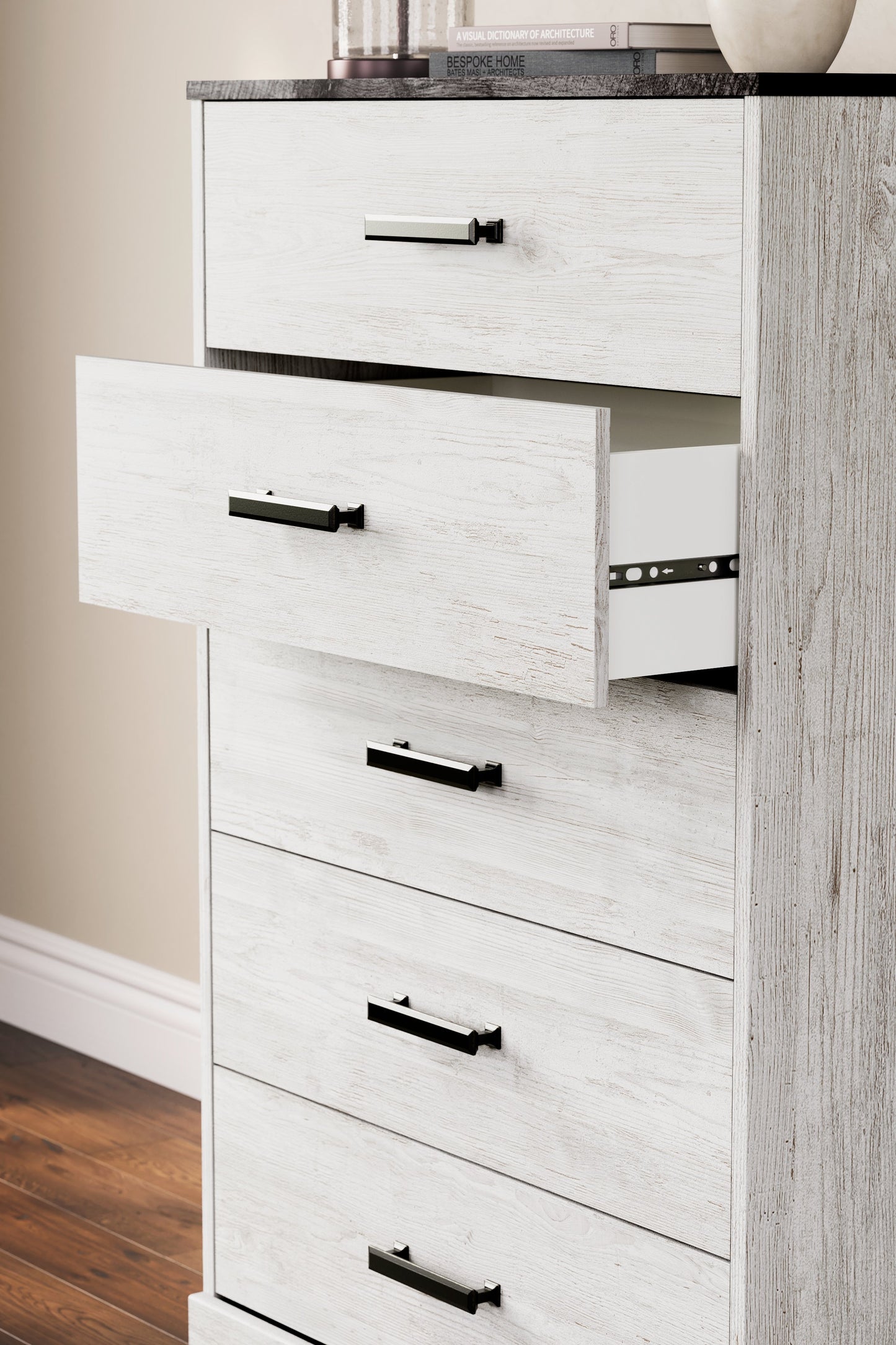 Shawburn Whitewash/Charcoal Gray Chest of Drawers