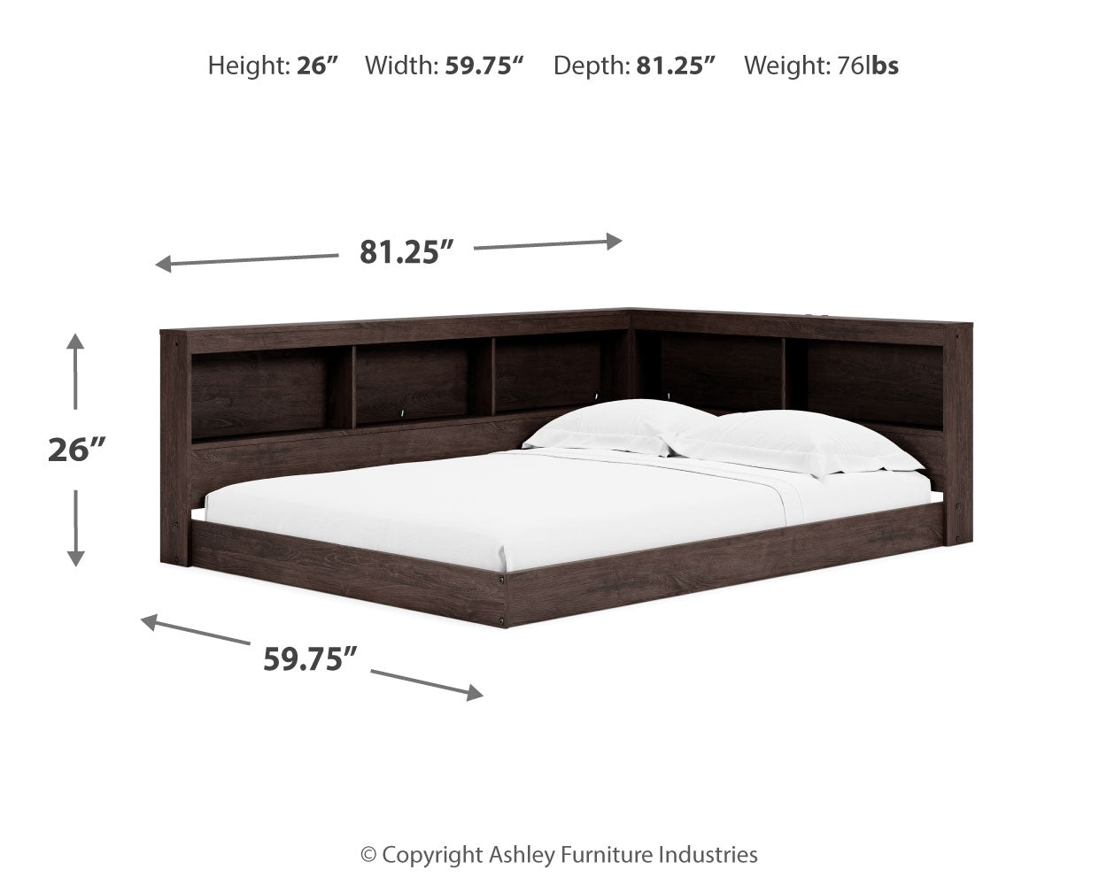 Piperton Brown Full Bookcase Storage Bed