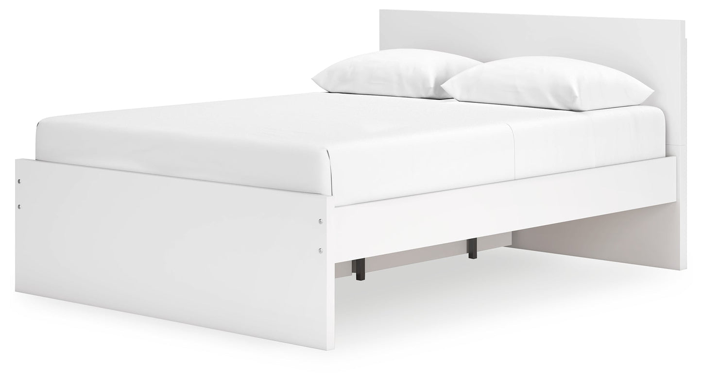 Onita White Queen Panel Platform Bed with 1 Side Storage