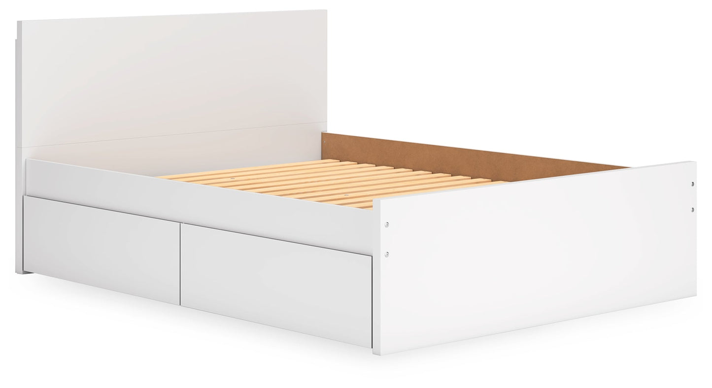 Onita White Queen Panel Platform Bed with 1 Side Storage