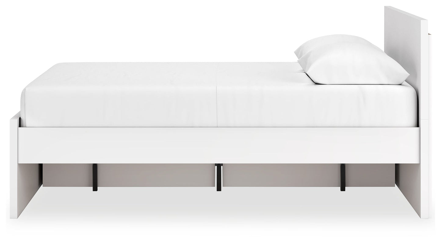 Onita White Queen Panel Platform Bed with 1 Side Storage