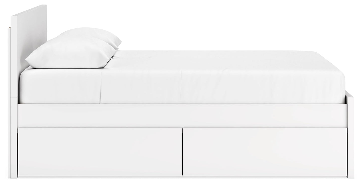 Onita White Queen Panel Platform Bed with 1 Side Storage