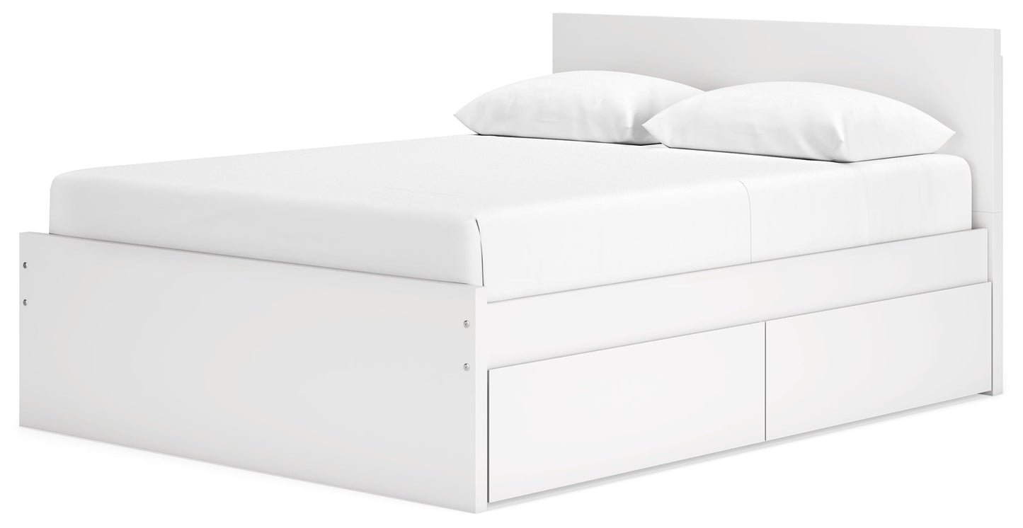 Onita White Queen Panel Platform Bed with 2 Side Storage