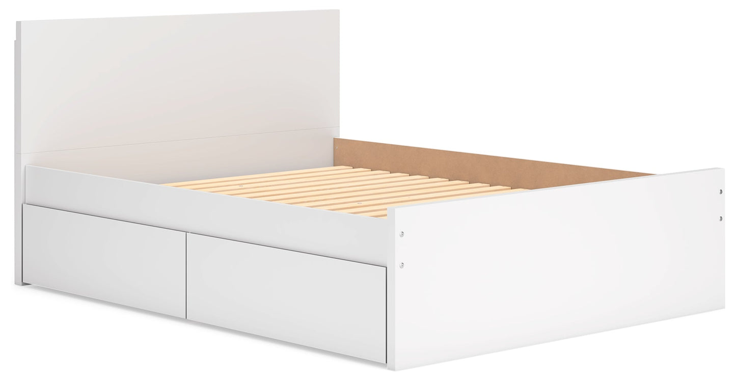 Onita White Queen Panel Platform Bed with 2 Side Storage