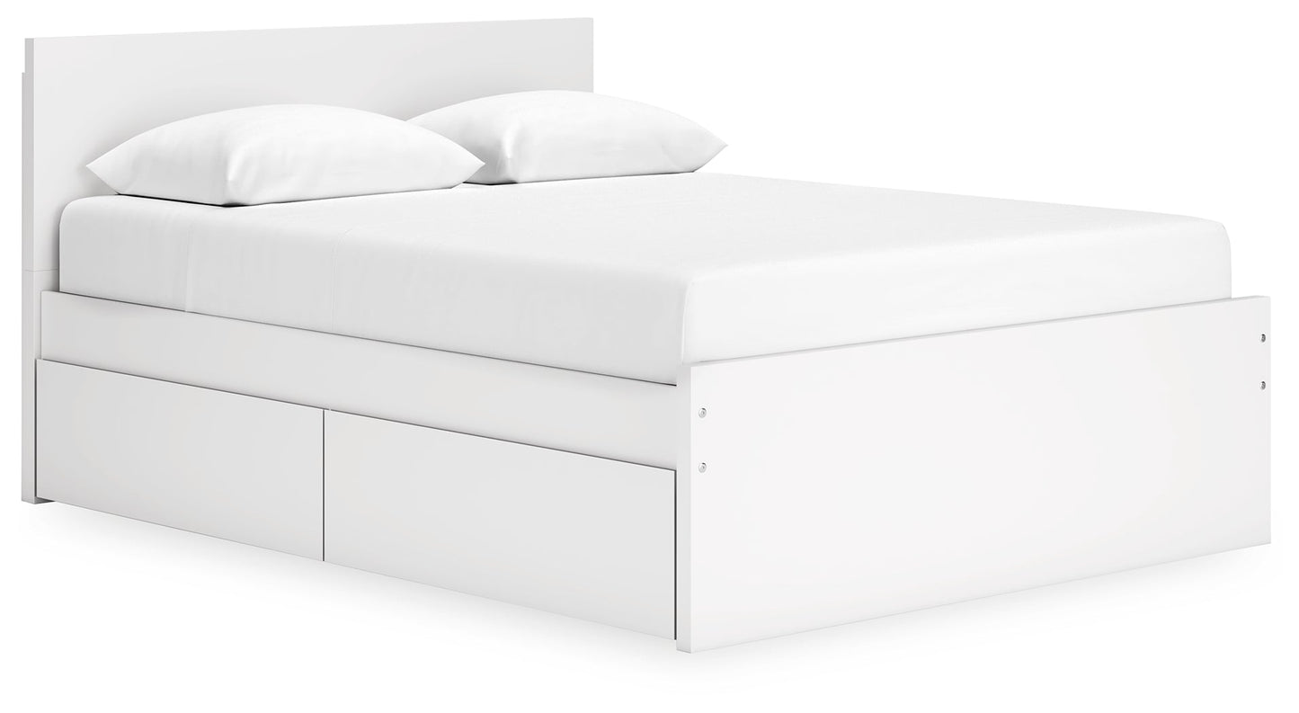 Onita White Queen Panel Platform Bed with 2 Side Storage