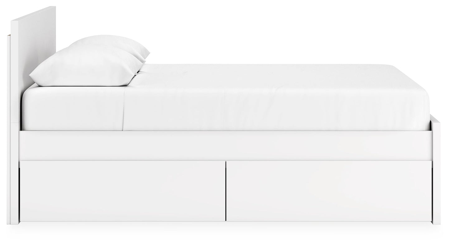 Onita White Queen Panel Platform Bed with 2 Side Storage