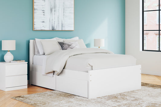 Onita White Full Panel Platform Bed with 2 Side Storage