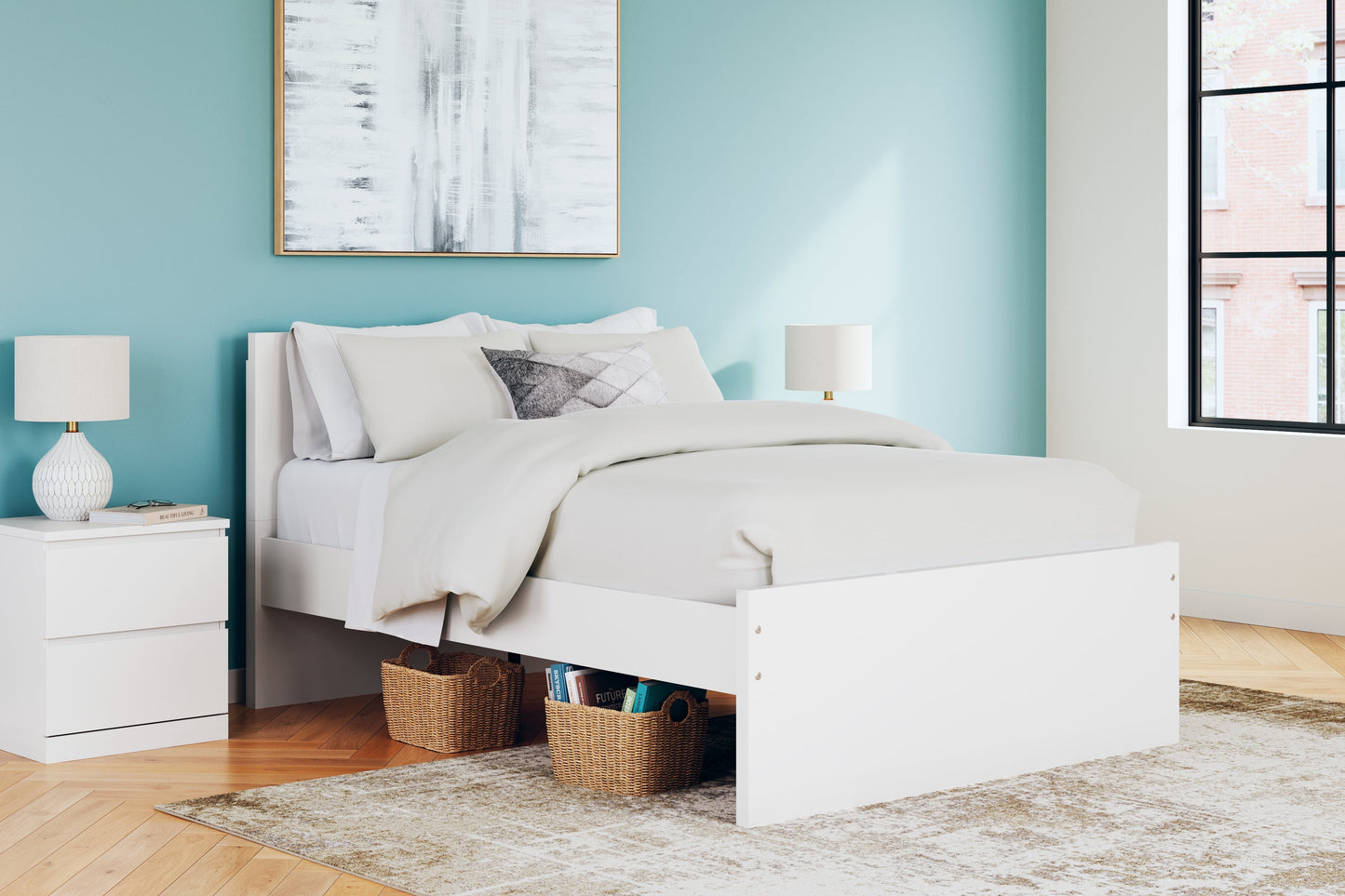 Onita White Full Panel Platform Bed