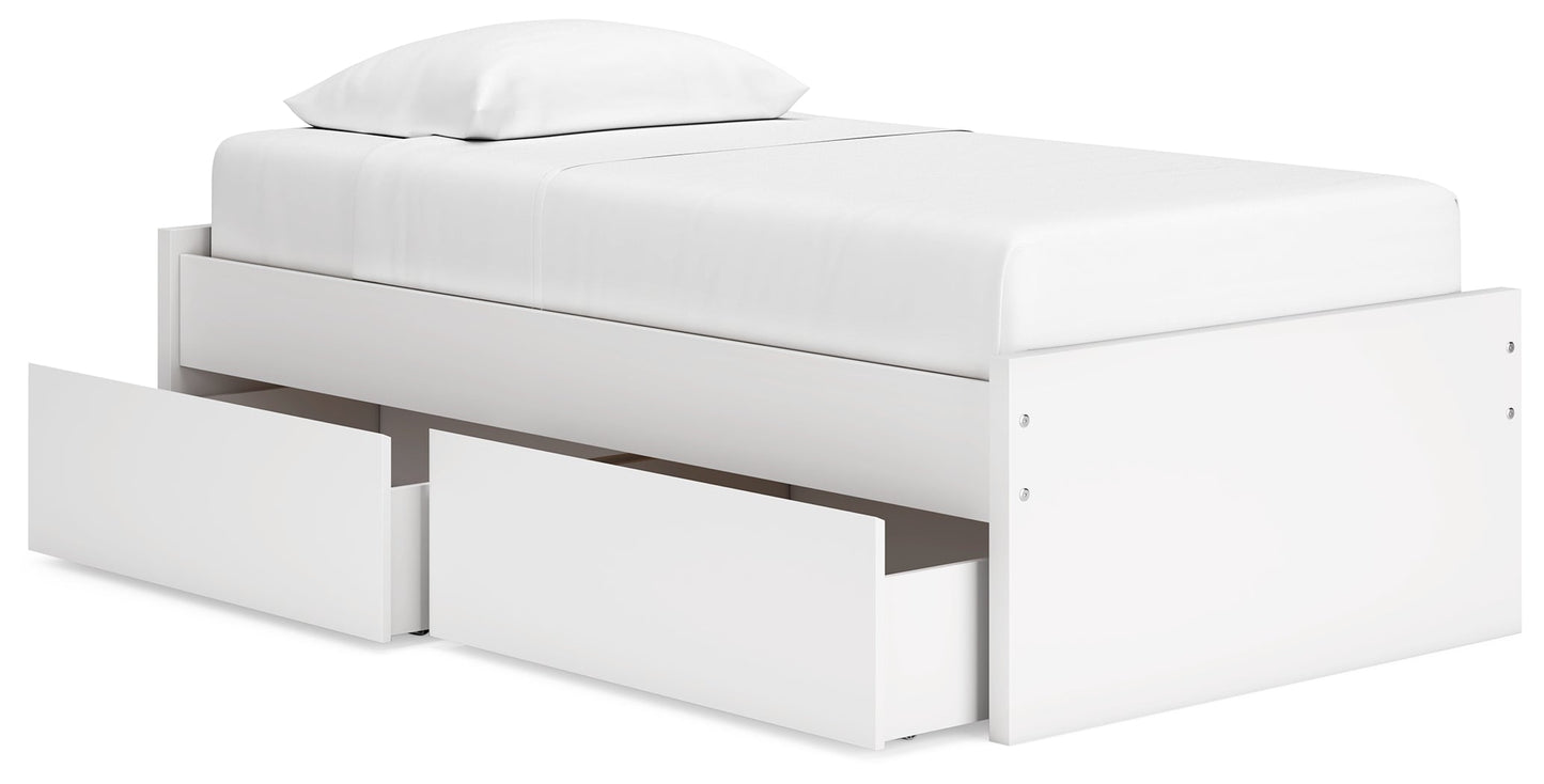 Onita White Twin Platform Bed with 1 Side Storage