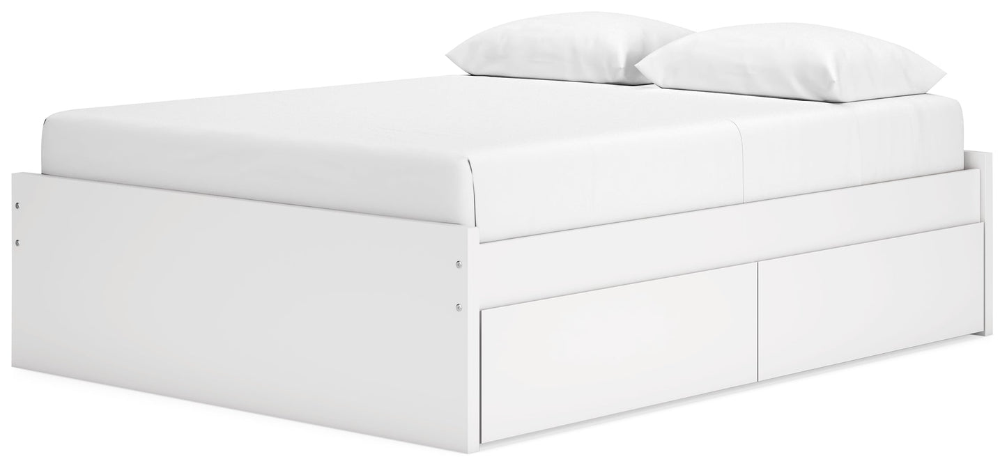 Onita White Queen Platform Bed with 2 Side Storage