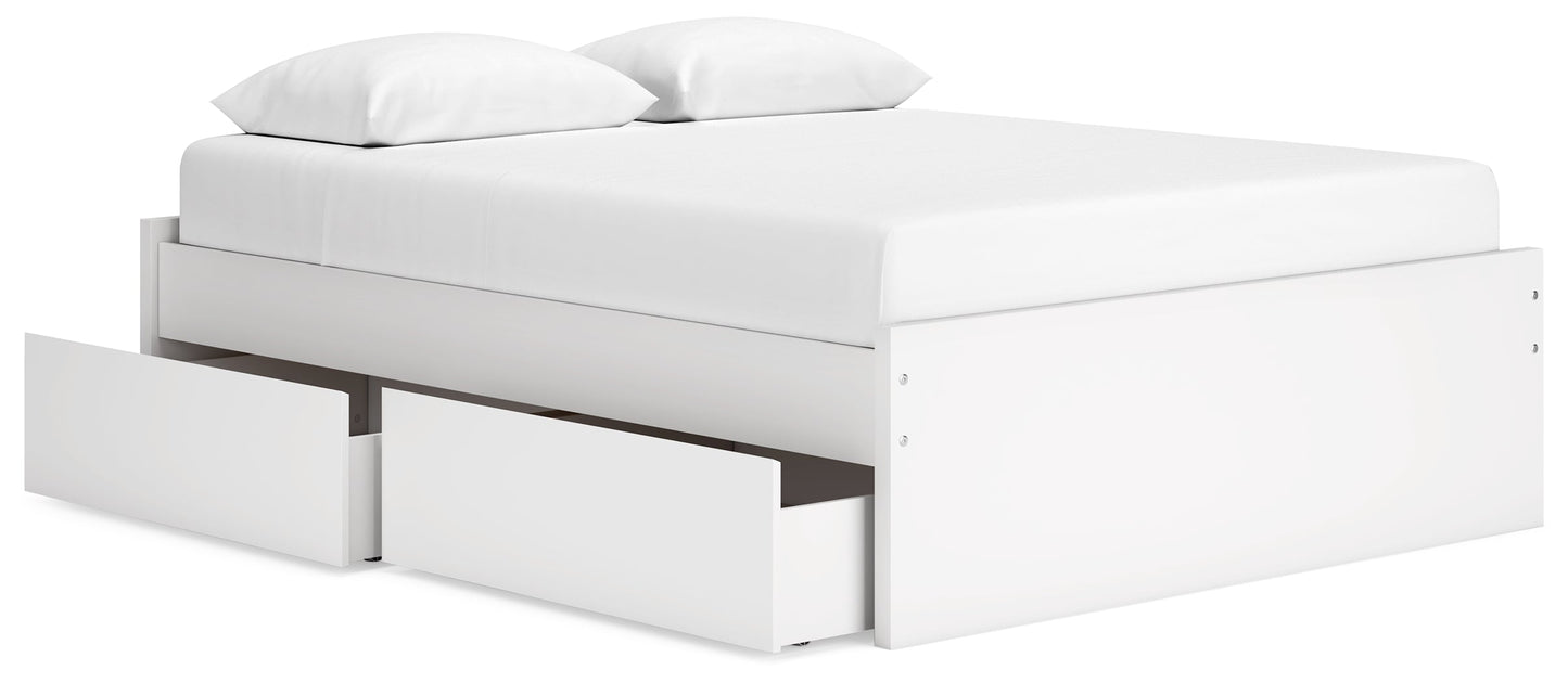 Onita White Queen Platform Bed with 2 Side Storage