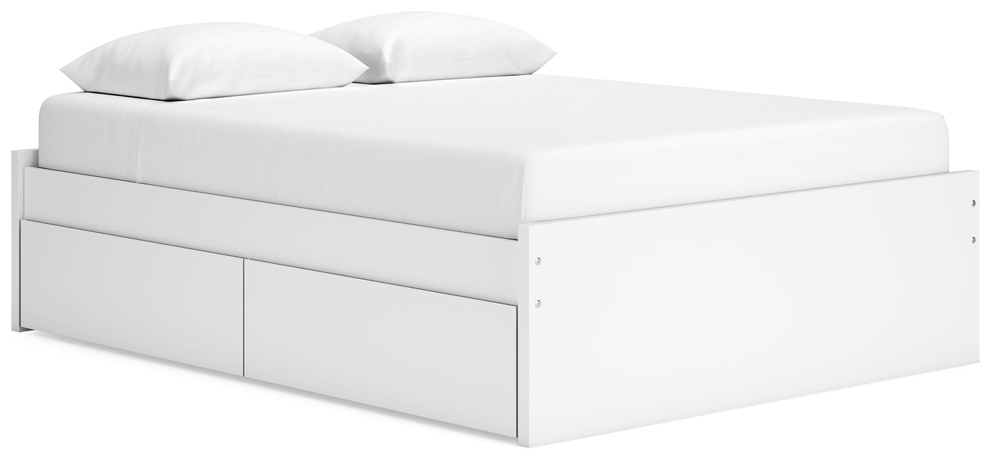 Onita White Queen Platform Bed with 2 Side Storage