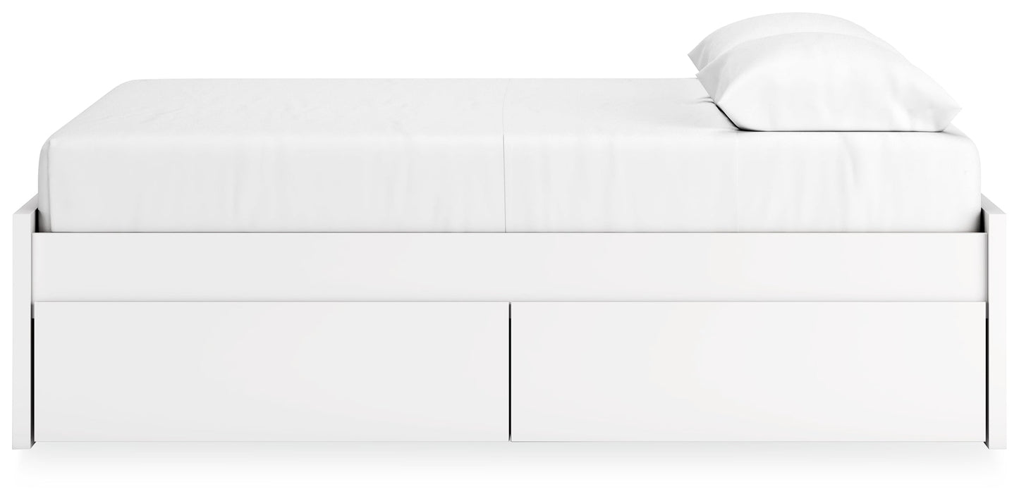 Onita White Queen Platform Bed with 2 Side Storage