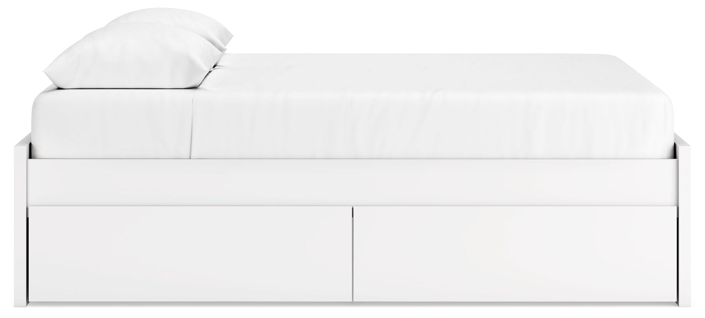 Onita White Queen Platform Bed with 2 Side Storage