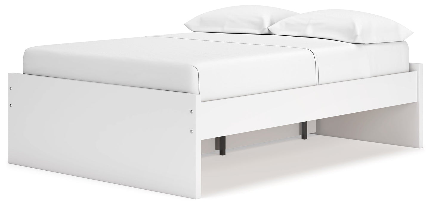 Onita White Full Platform Bed with 1 Side Storage