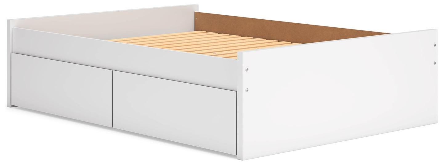 Onita White Full Platform Bed with 1 Side Storage