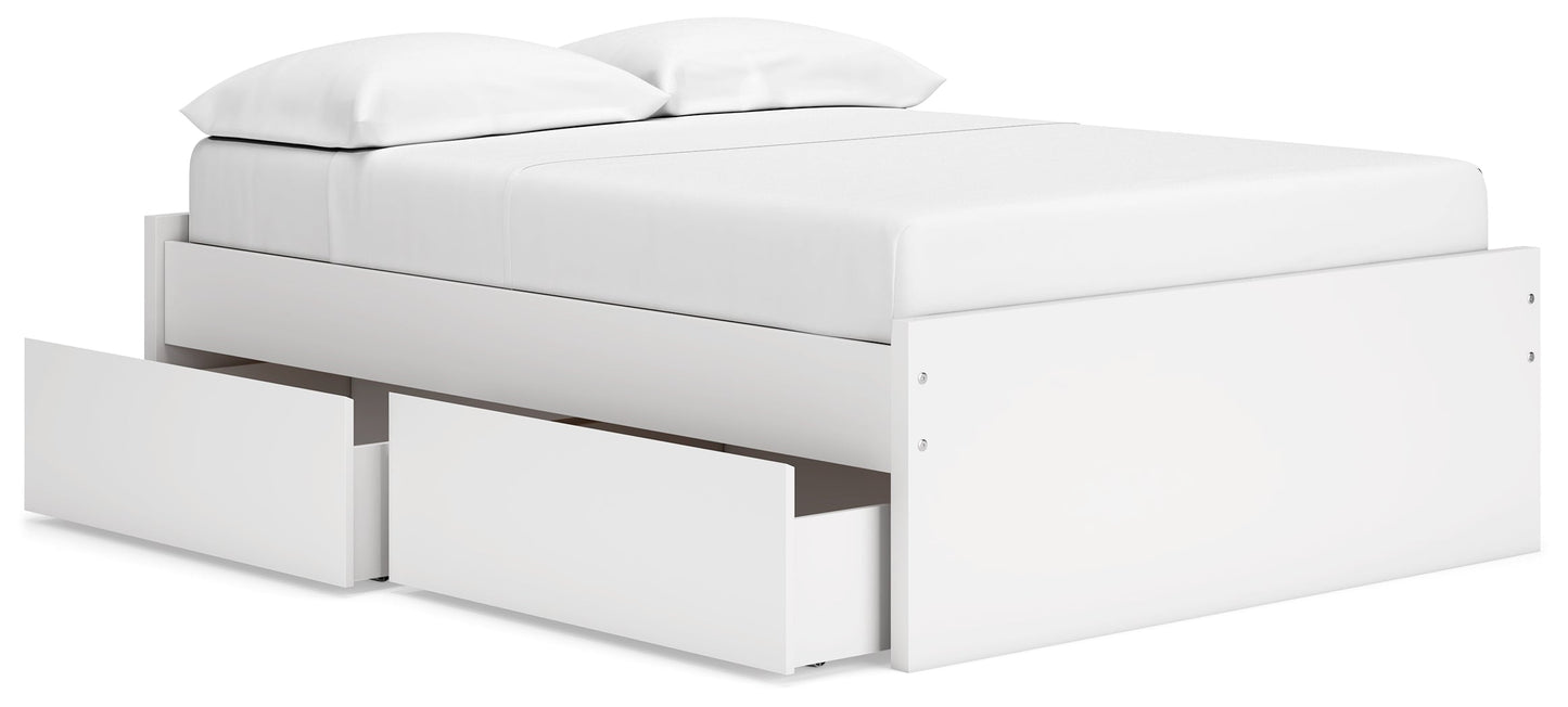 Onita White Full Platform Bed with 1 Side Storage