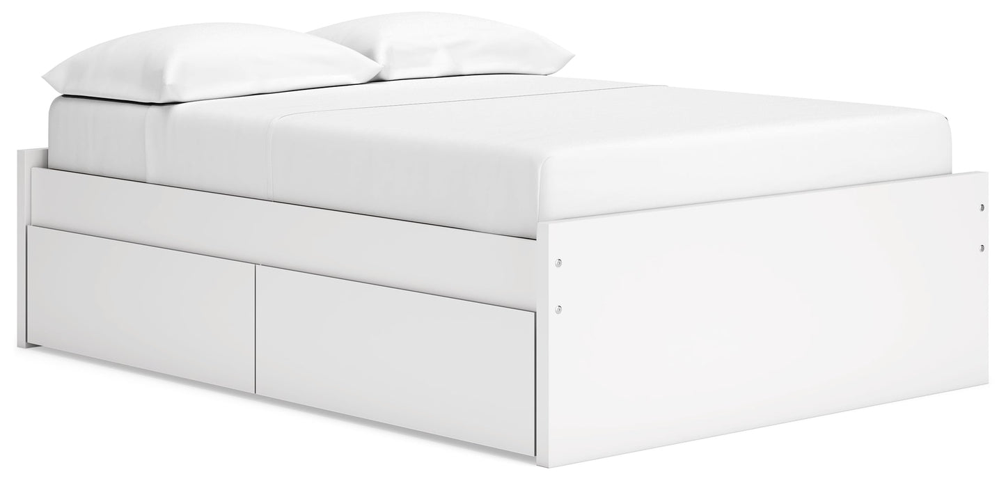 Onita White Full Platform Bed with 1 Side Storage