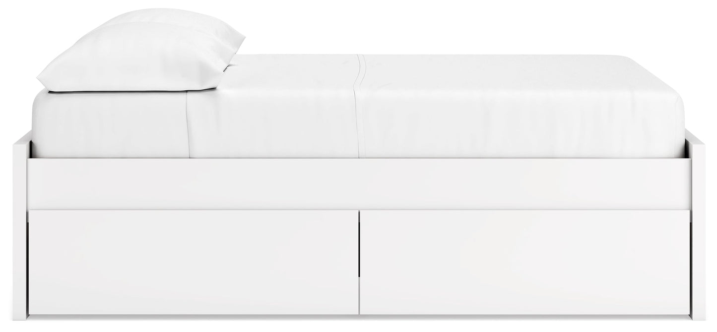 Onita White Full Platform Bed with 1 Side Storage