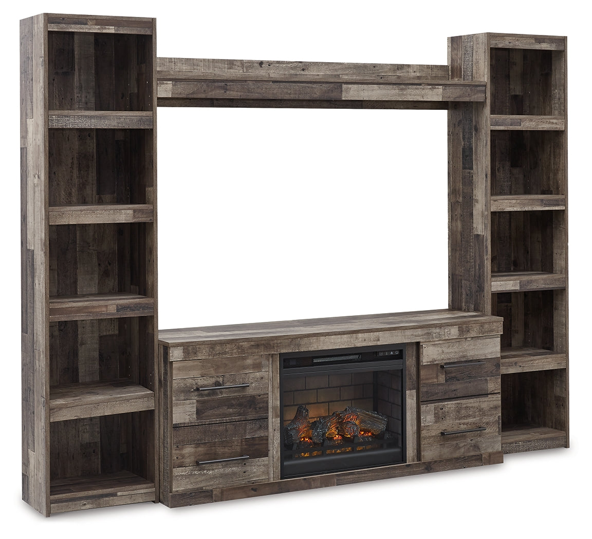 Derekson Multi Gray 4-Piece Entertainment Center with Electric Fireplace